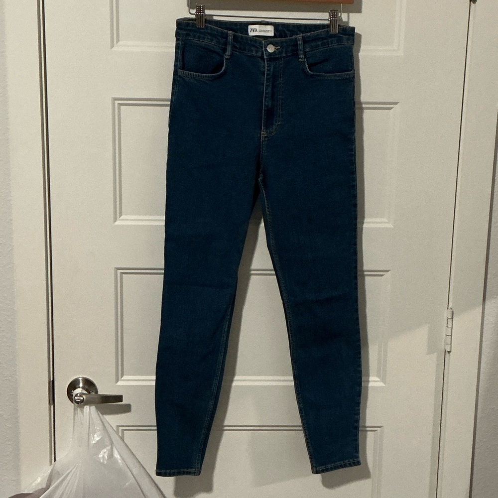 Zara Navy Skinny High-Rise Jeans